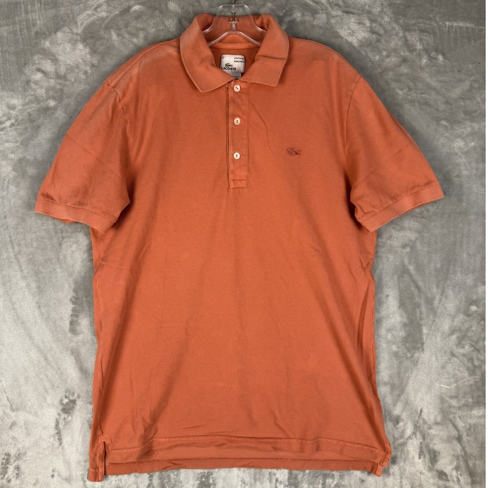 Lacoste Mens Vintage‎ Washed Orange Polo Shirt Size 5